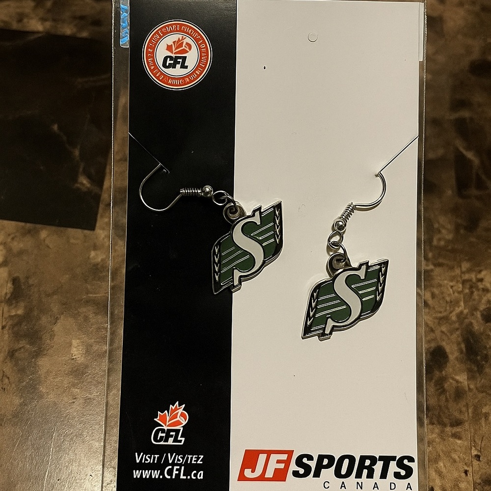 Saskatchewan Roughriders CFL Logo Earrings